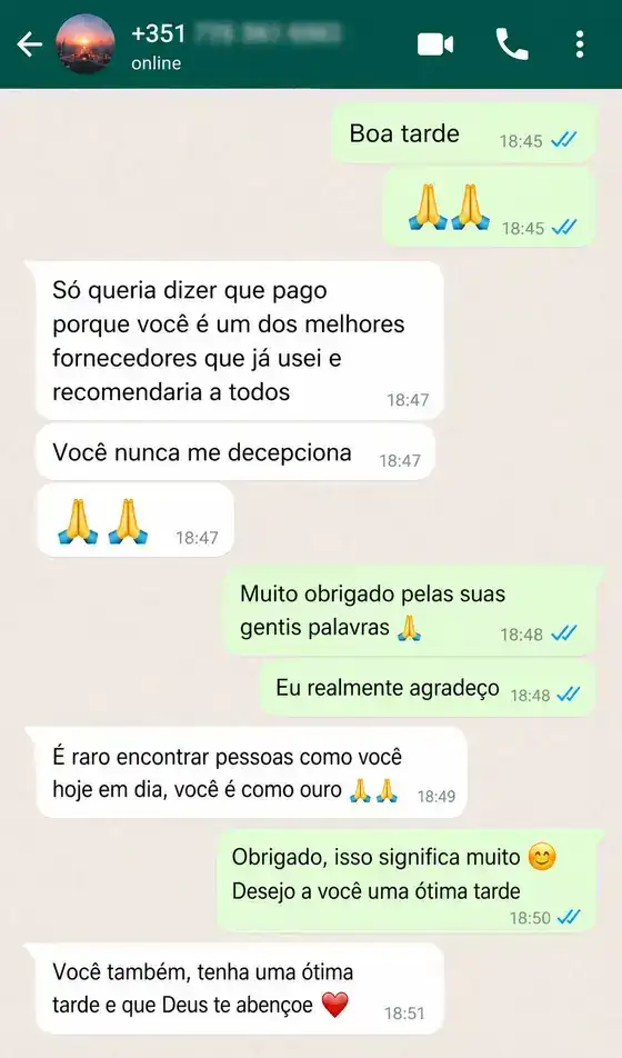 WhatsApp customer review screenshot for Euro IPTV España service 1